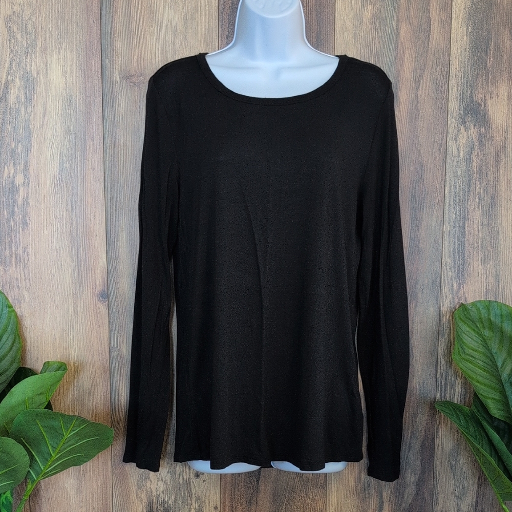 24/7 Maurices Classic Black Long Sleeve Layering Tee M        C627